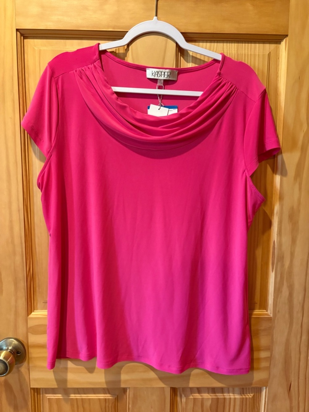 Kasper Pink Perfection Cowl Neck Cap Sleeve Blouse NWT women’s XL
